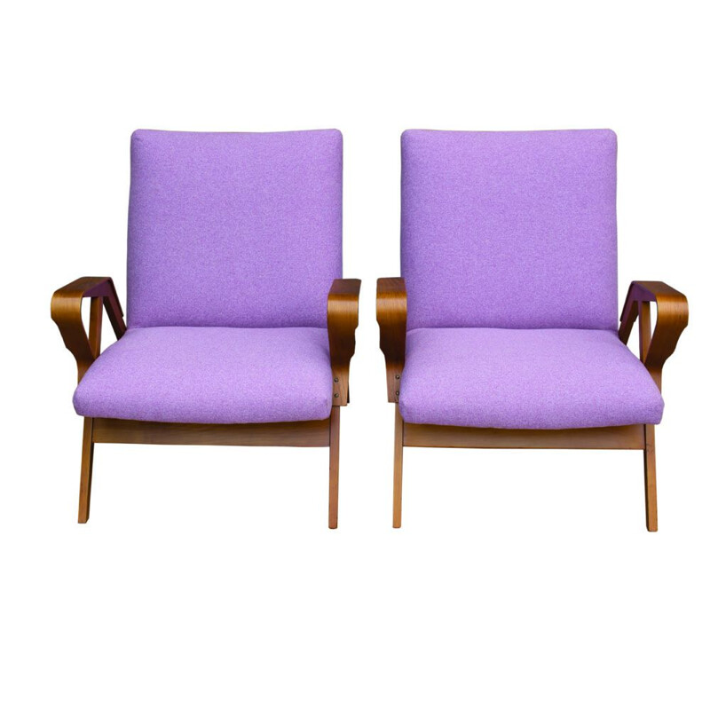 Pair of vintage beechwood armchairs by František Jirák for Tatra, 1960