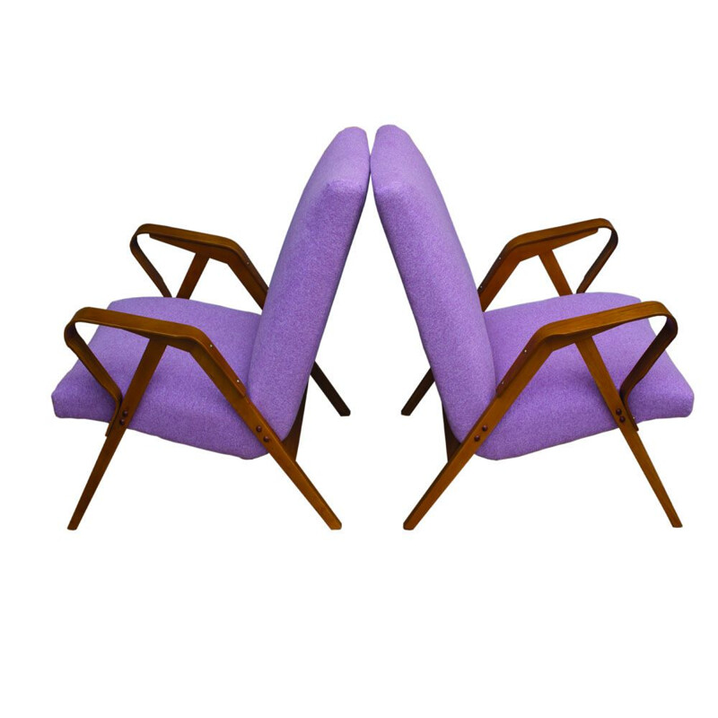 Pair of vintage beechwood armchairs by František Jirák for Tatra, 1960