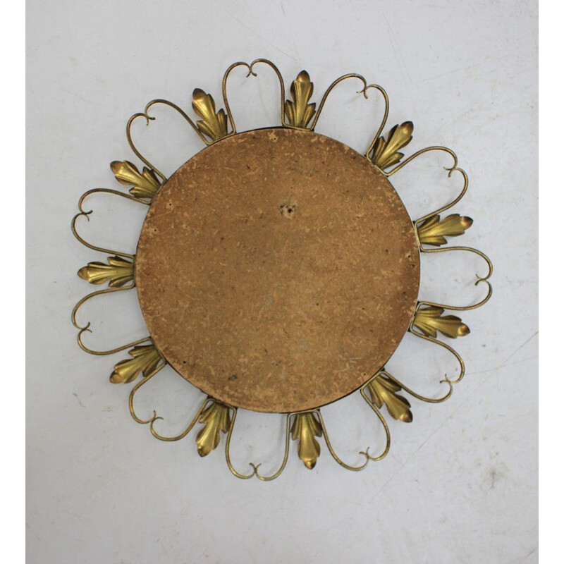 Espelho de bronze Vintage Brass Sunburst 1960
