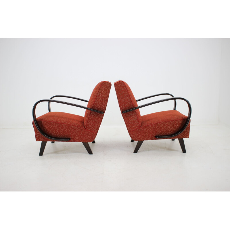 Ensemble vintage de 2 fauteuils par Jindrich Halabala 1950