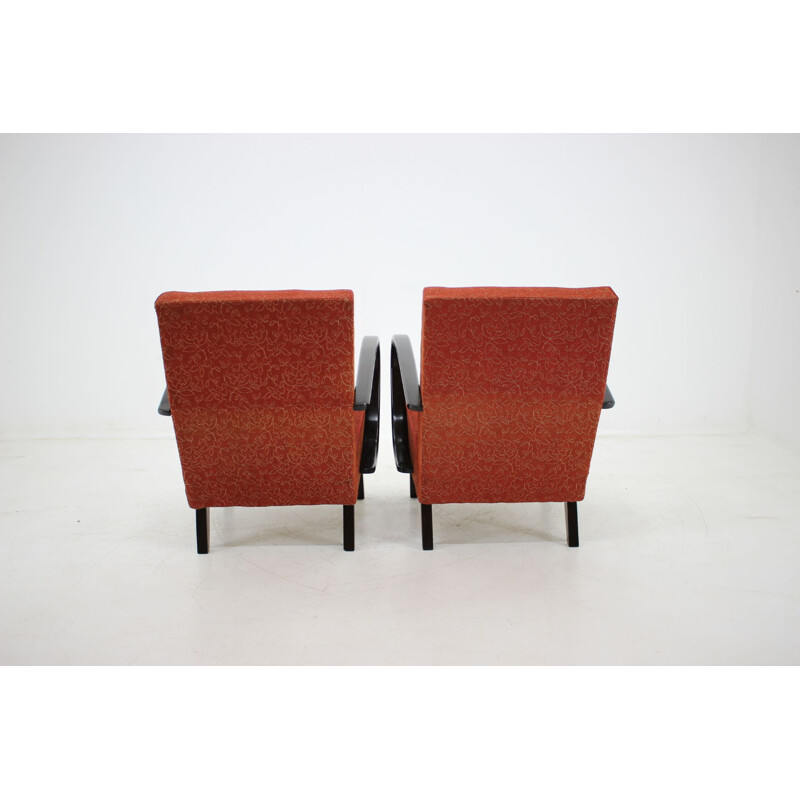 Ensemble vintage de 2 fauteuils par Jindrich Halabala 1950
