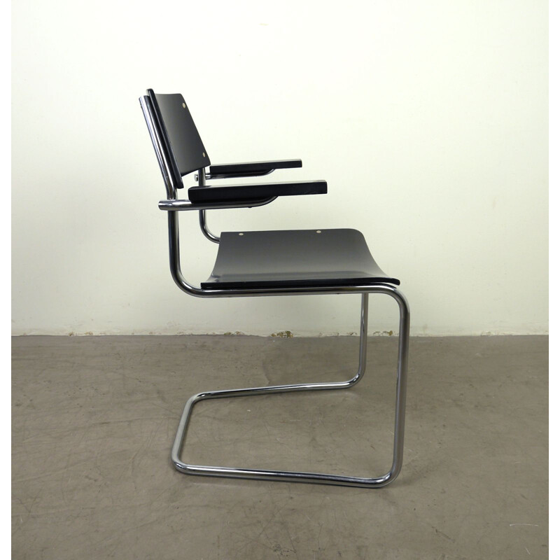 Vintage armchair steel tube Cantilever by Walter Papst for Mauser Werke, 1950s