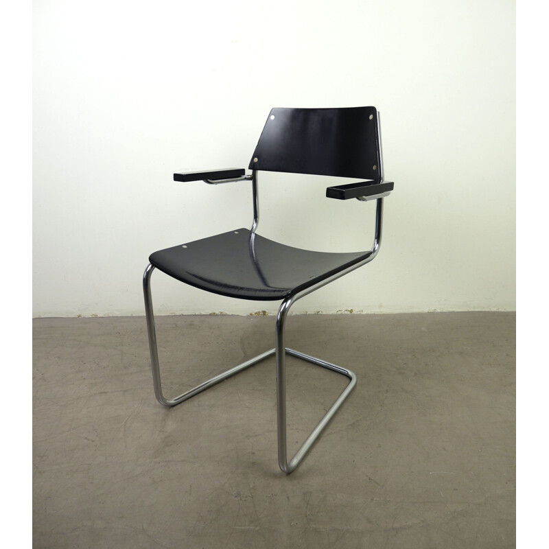 Vintage armchair steel tube Cantilever by Walter Papst for Mauser Werke, 1950s