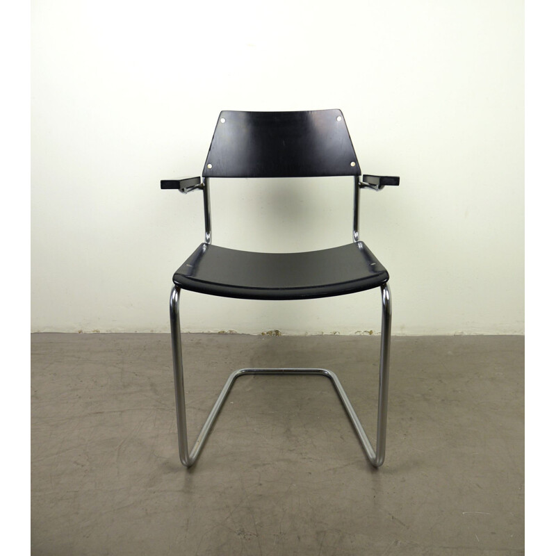 Vintage armchair steel tube Cantilever by Walter Papst for Mauser Werke, 1950s