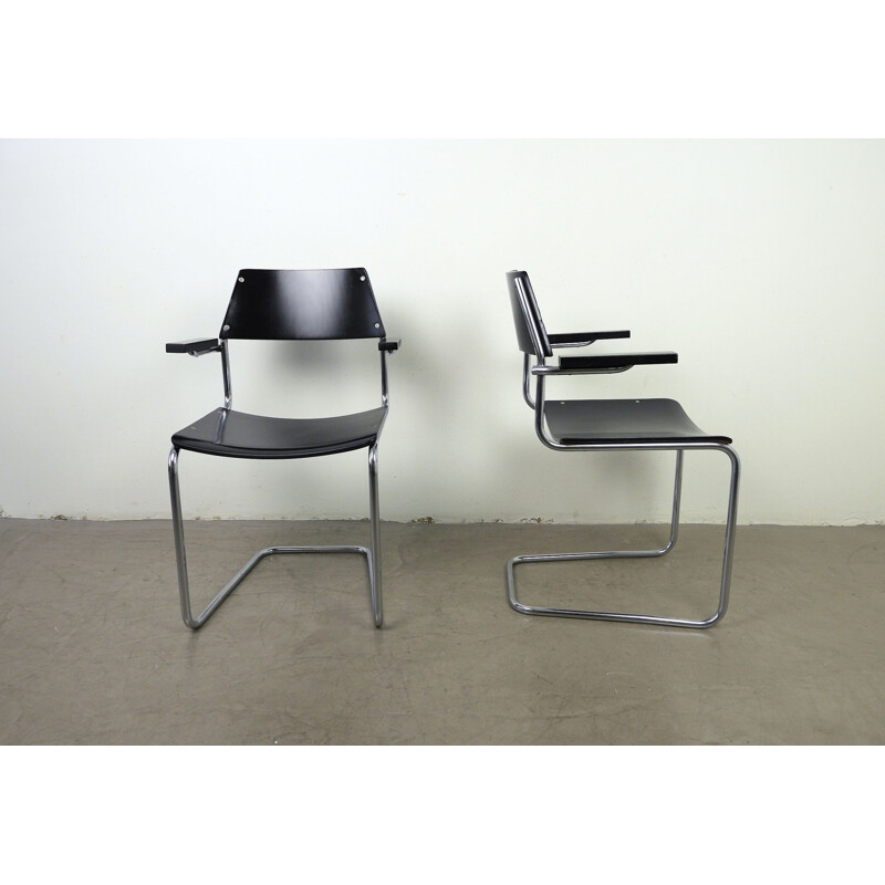 Vintage armchair steel tube Cantilever by Walter Papst for Mauser Werke, 1950s