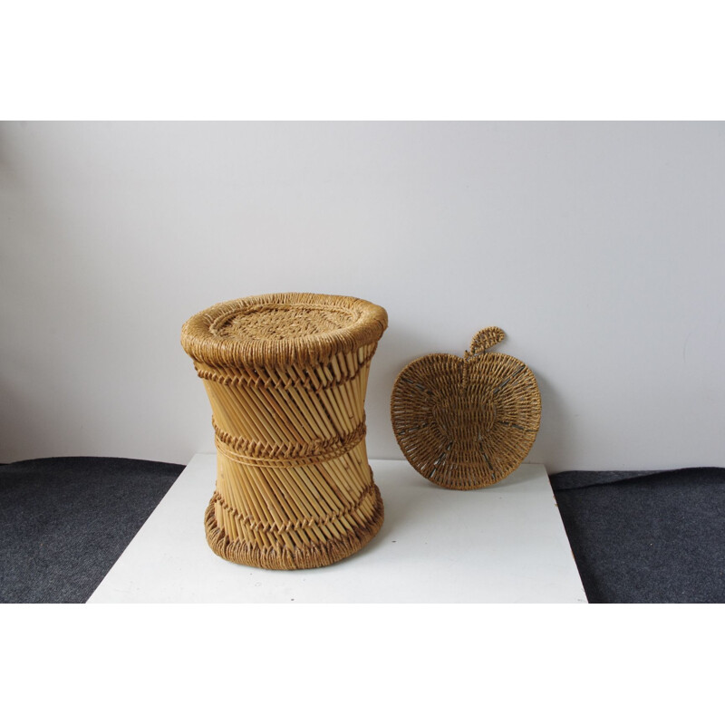 Vintage garden stool in wicker