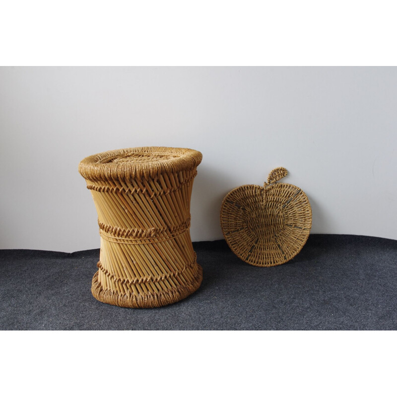 Vintage garden stool in wicker