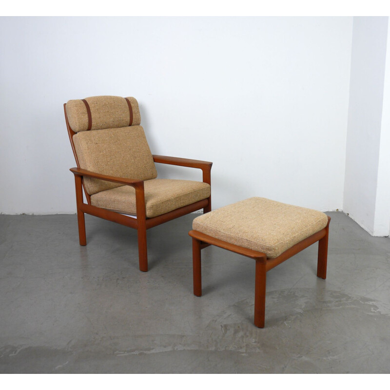 Vintage lounge chair & ottoman in teak by Sven Ellekaer for Komfort, Denmark, 1970s