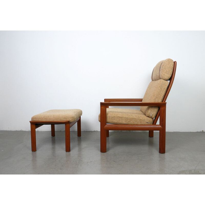 Vintage lounge chair & ottoman in teak by Sven Ellekaer for Komfort, Denmark, 1970s