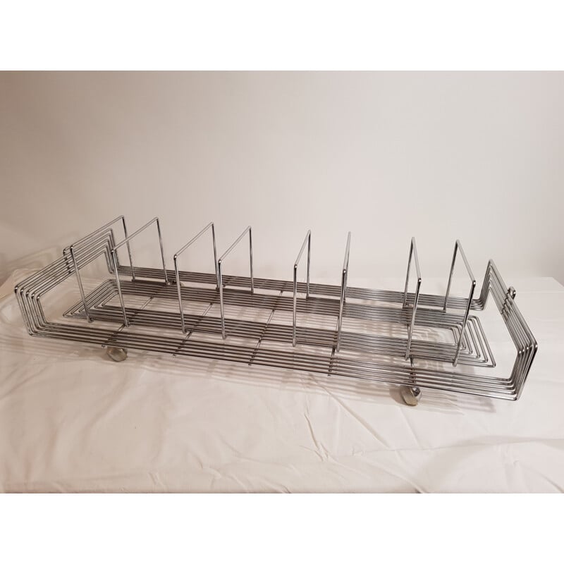 Vintage steel magazine rack by Max Sauze