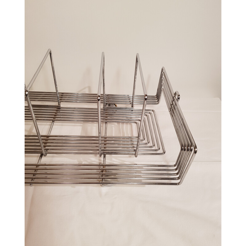 Vintage steel magazine rack by Max Sauze