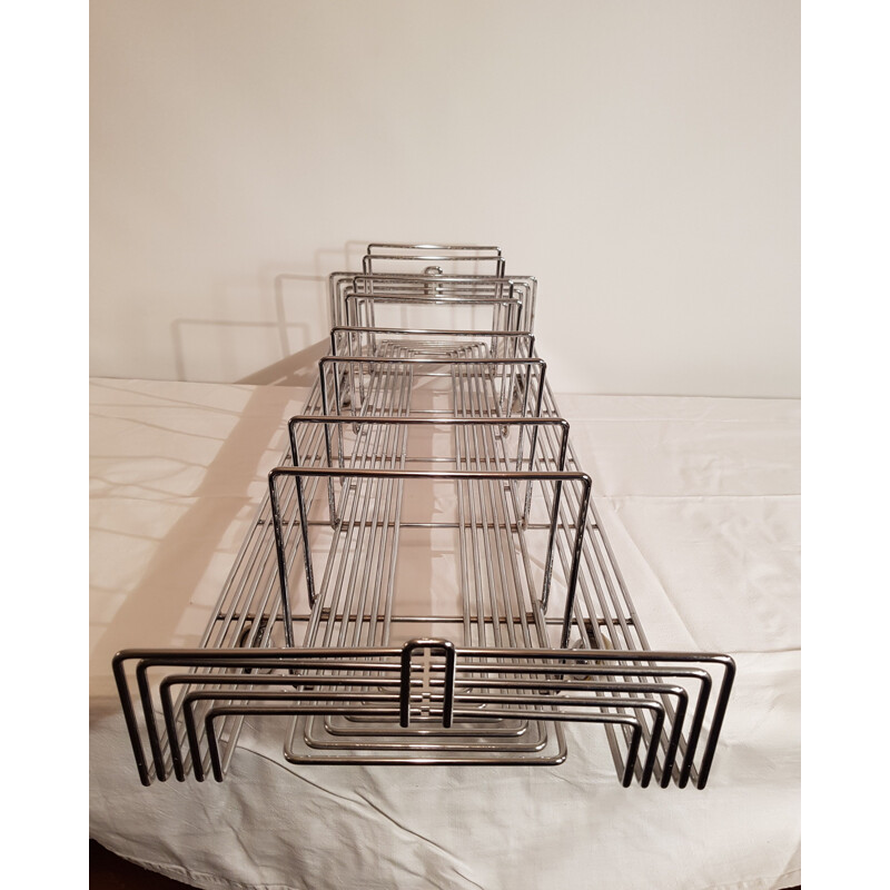 Vintage steel magazine rack by Max Sauze