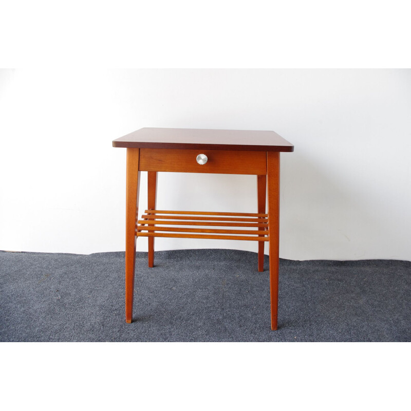 Vintage wooden bedside table with drawer