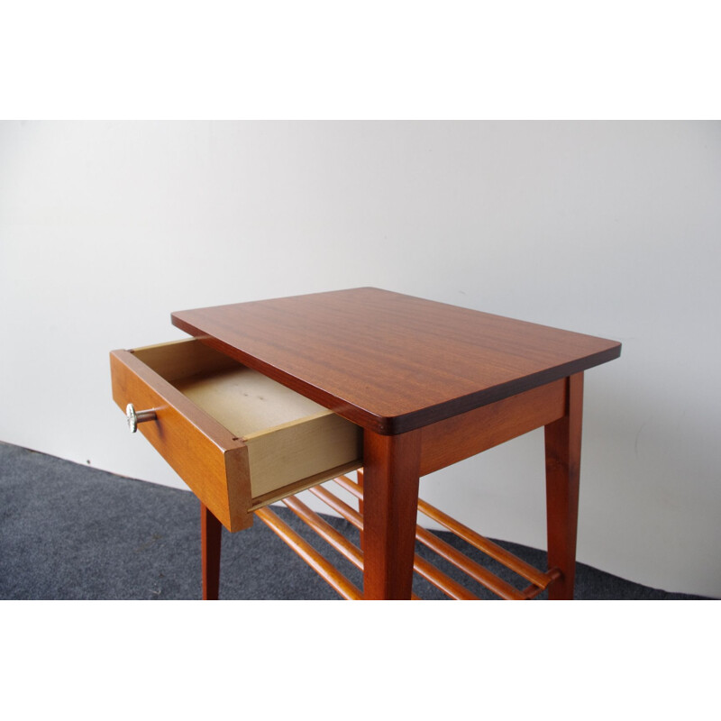 Vintage wooden bedside table with drawer