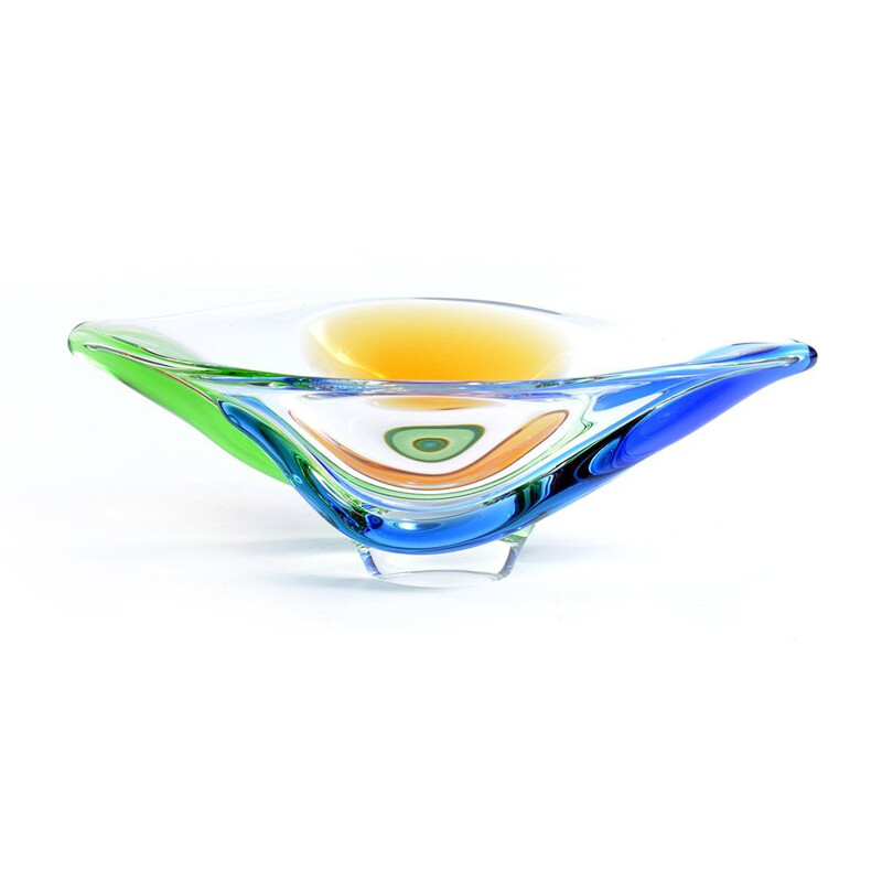 Vintage multicolor bowl in glass by Frantisek Zemek