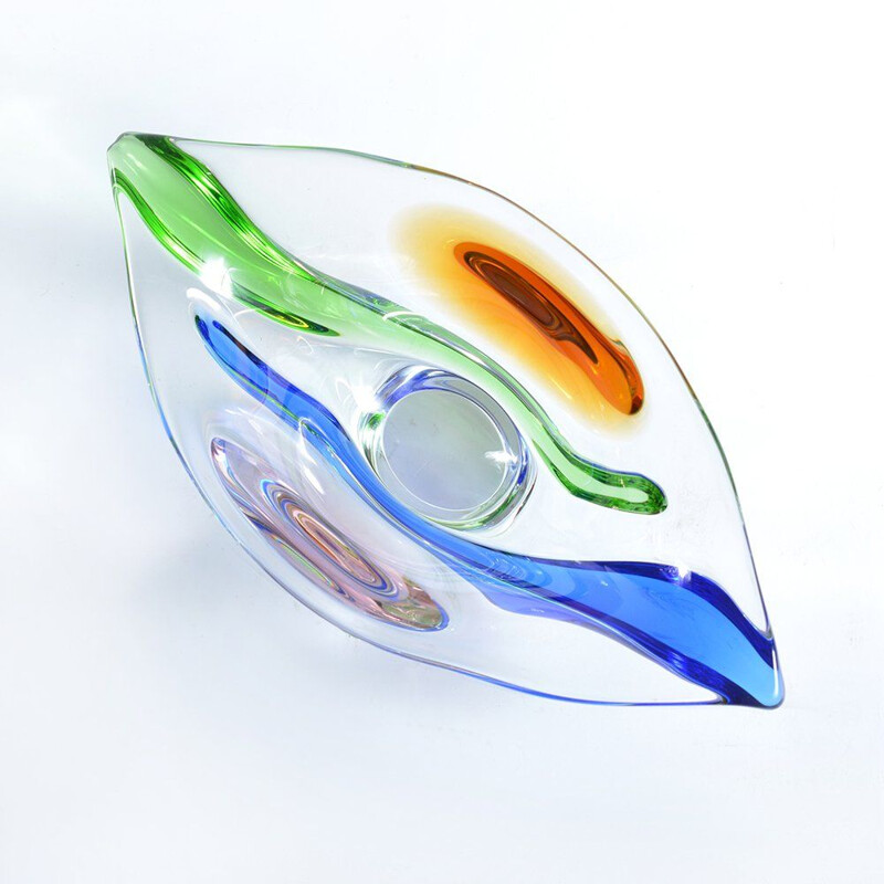 Vintage multicolor bowl in glass by Frantisek Zemek