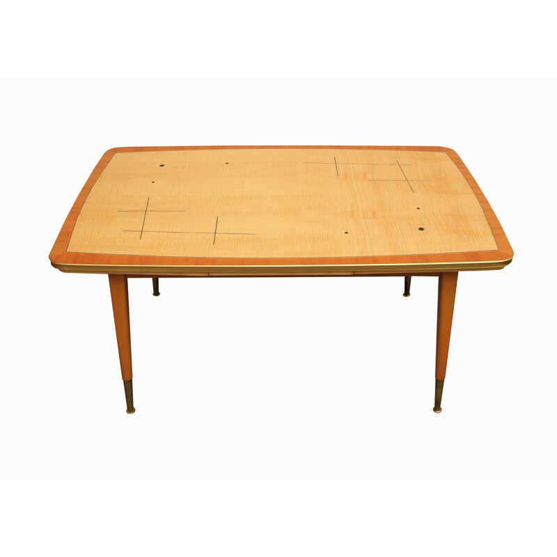 Vintage coffee table in maple and brass