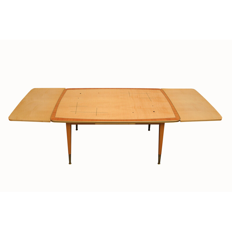 Vintage coffee table in maple and brass