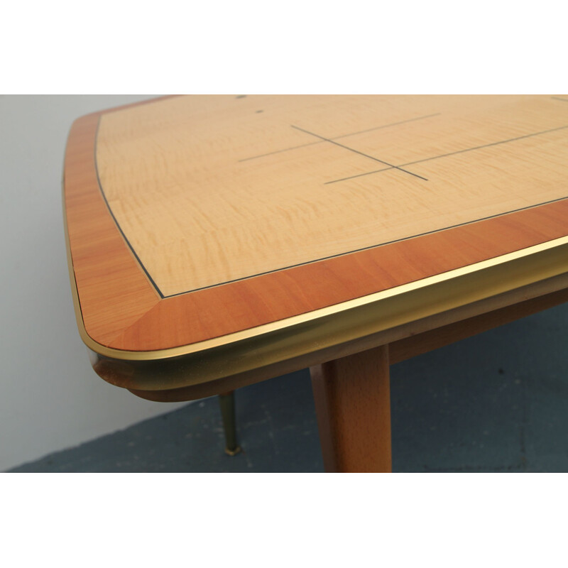 Vintage coffee table in maple and brass