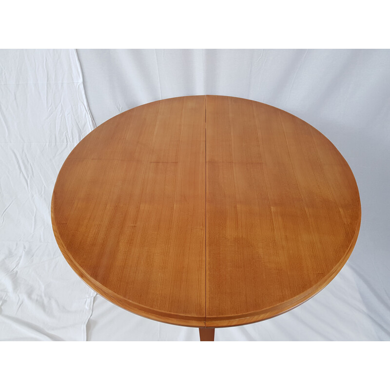 Vintage beech round table by Robert Debieve for Minvielle