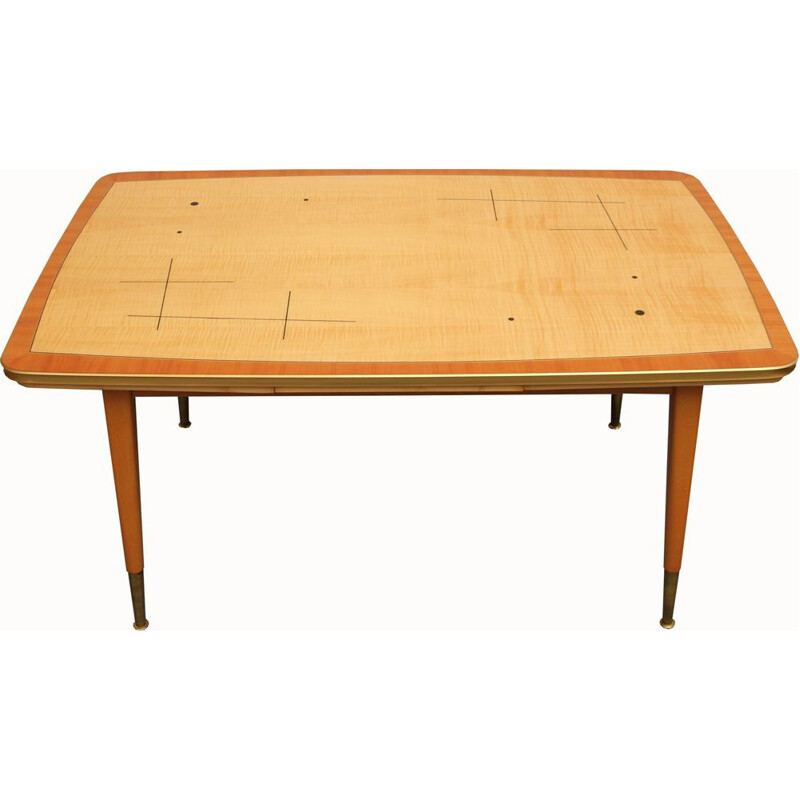 Vintage coffee table in maple and brass