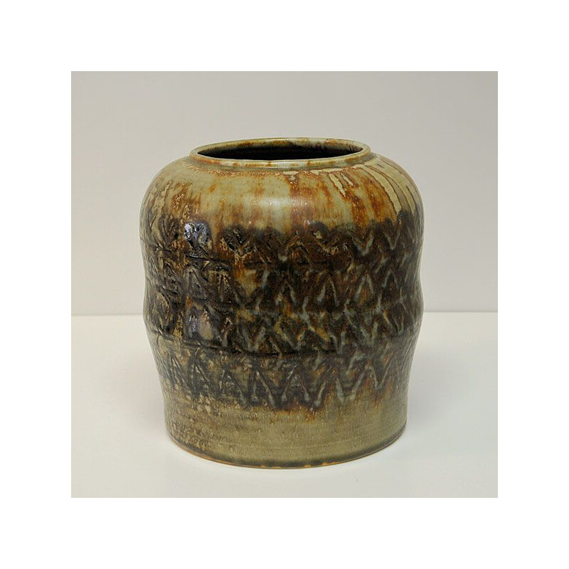 Rustic ceramic vase by Carl Harry Stålhane, Sweden 1958