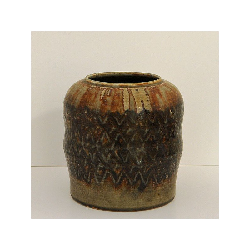 Rustic ceramic vase by Carl Harry Stålhane, Sweden 1958