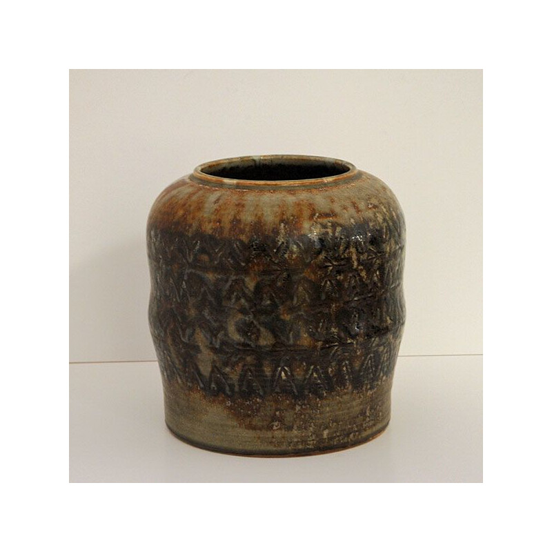 Rustic ceramic vase by Carl Harry Stålhane, Sweden 1958