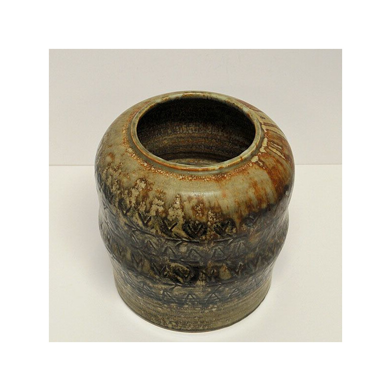 Rustic ceramic vase by Carl Harry Stålhane, Sweden 1958