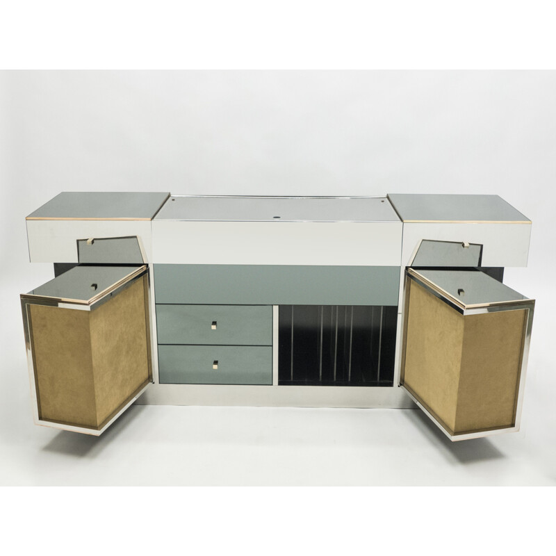 Vintage messing spiegel dressoir van Michel Pigneres,1969