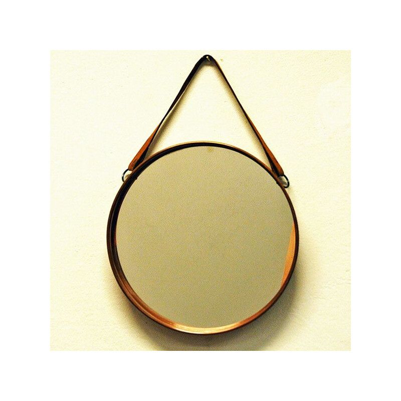 Miroir scandinave vintage rond,1960