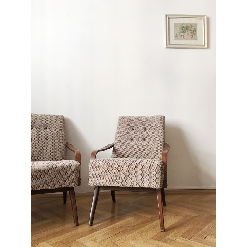 2 fauteuil vintage Tchécoslovaque,1960 