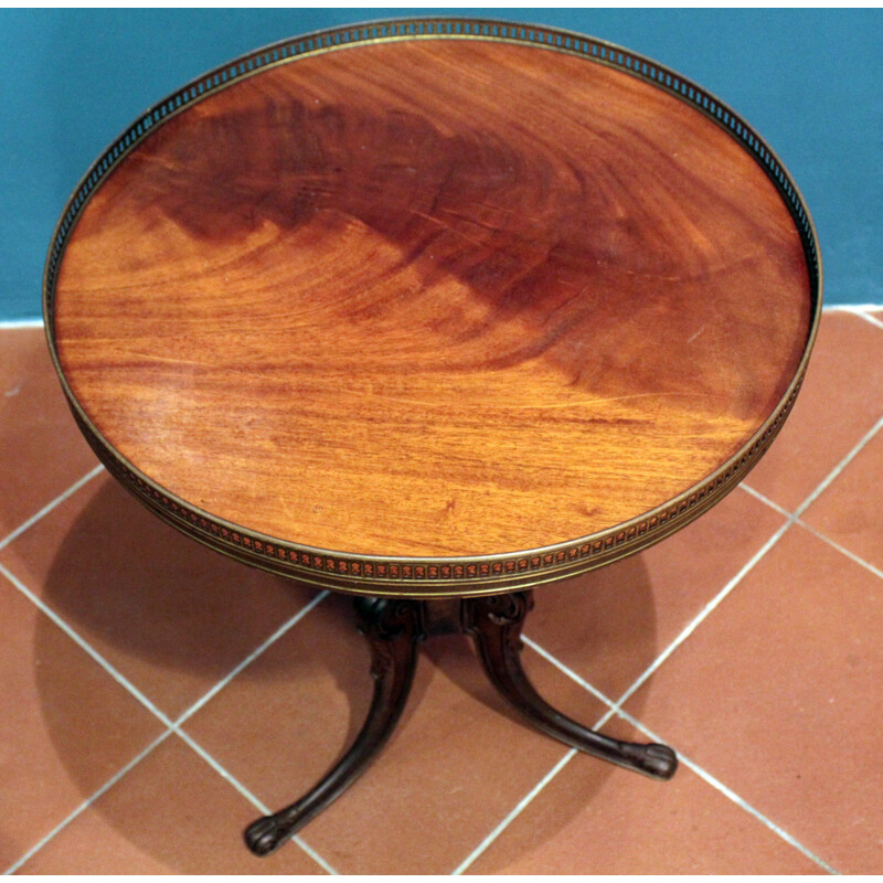 2 small vintage coffee tables in walnut wood and brass,1950