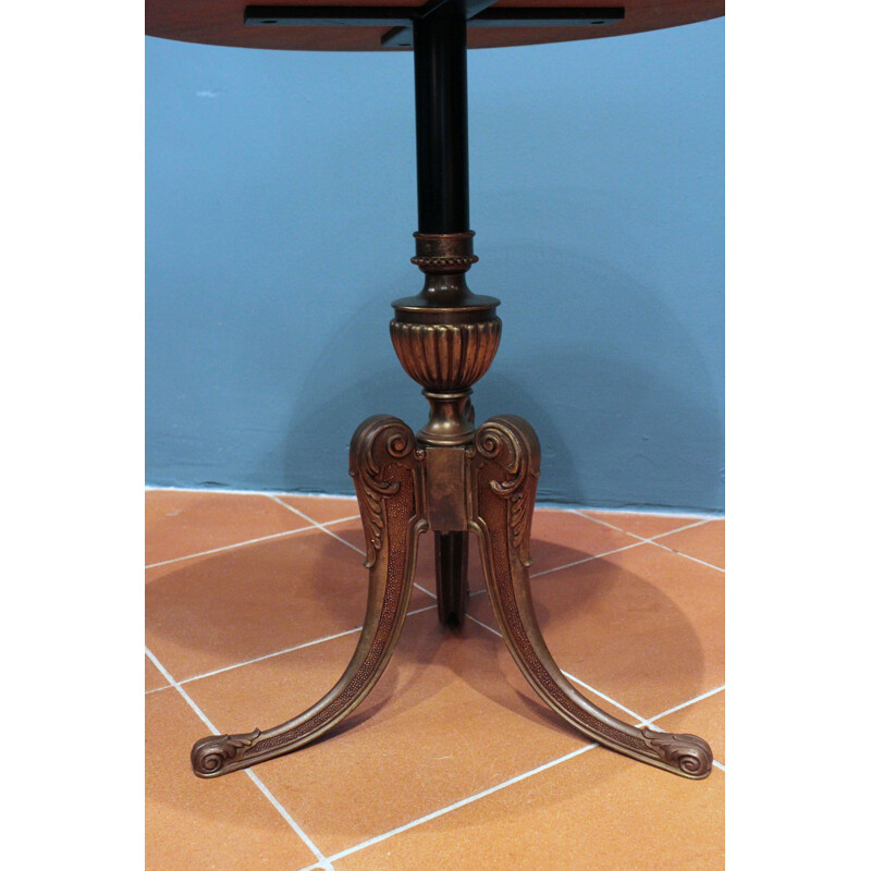 2 small vintage coffee tables in walnut wood and brass,1950