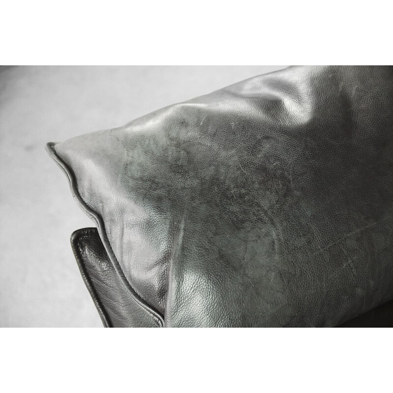 Pareja de sillones vintage de cuero gris de Jens Juul Eilersen para Niels Eilersen, 1970