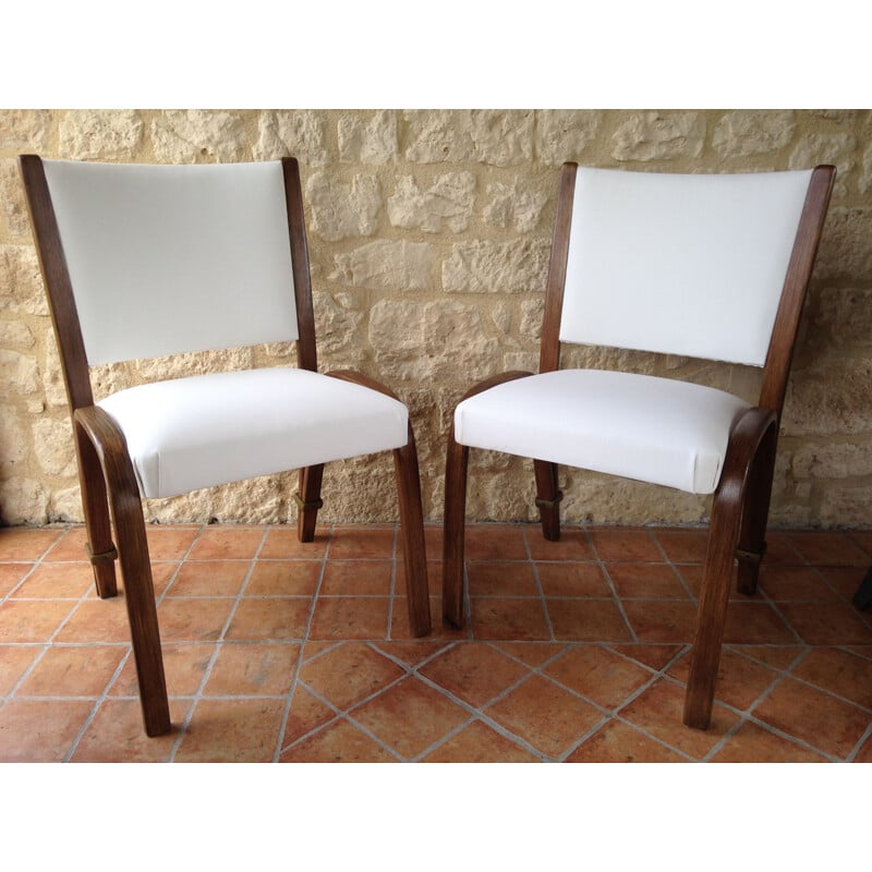 Pair of vintage Bow-Wood chairs by Wilhelm Von Bode for Steiner 50s
