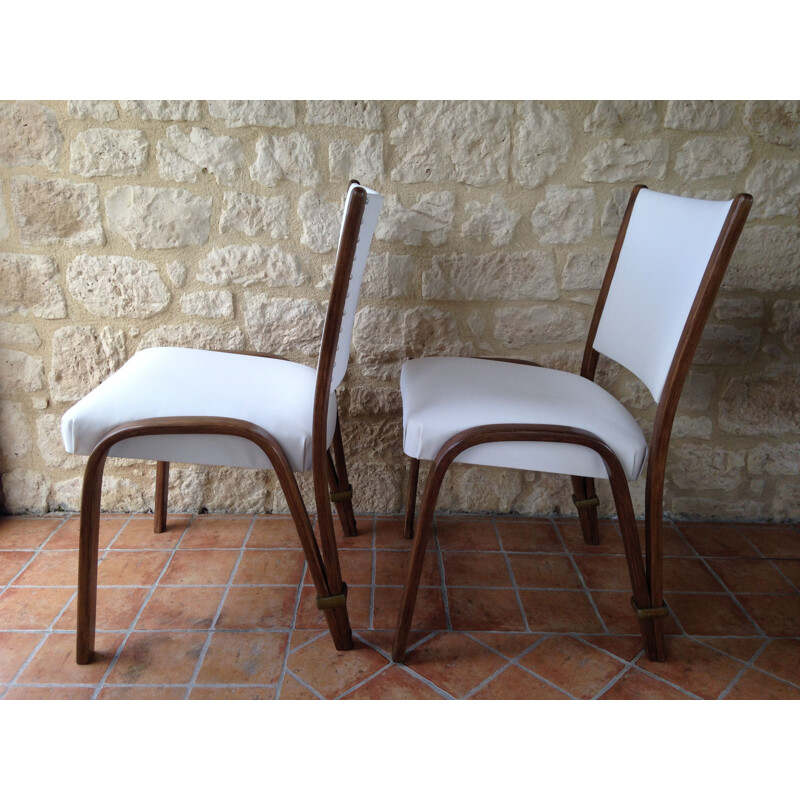 Pair of vintage Bow-Wood chairs by Wilhelm Von Bode for Steiner 50s