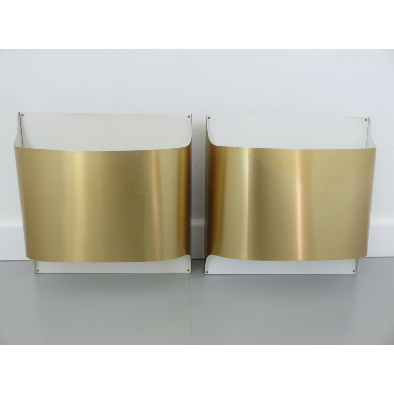 Pair of vintage wall lamps brass staff by Dieter Witte & Rolf Kruger 1970