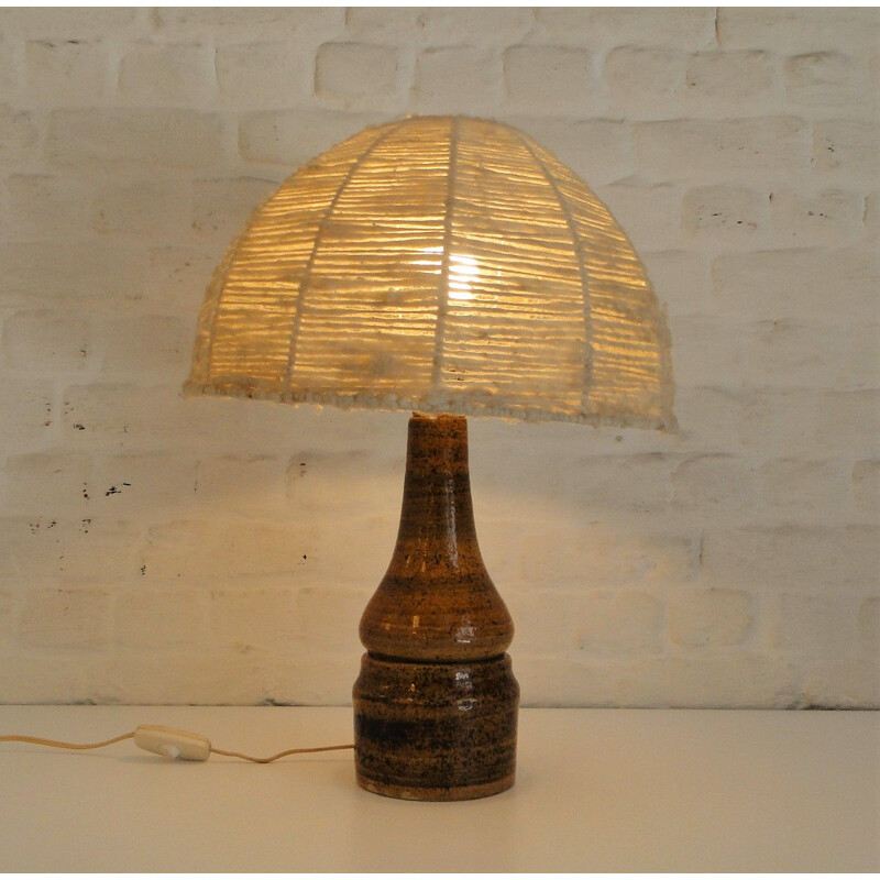 Lampe vintage en céramique et laine, 1960s