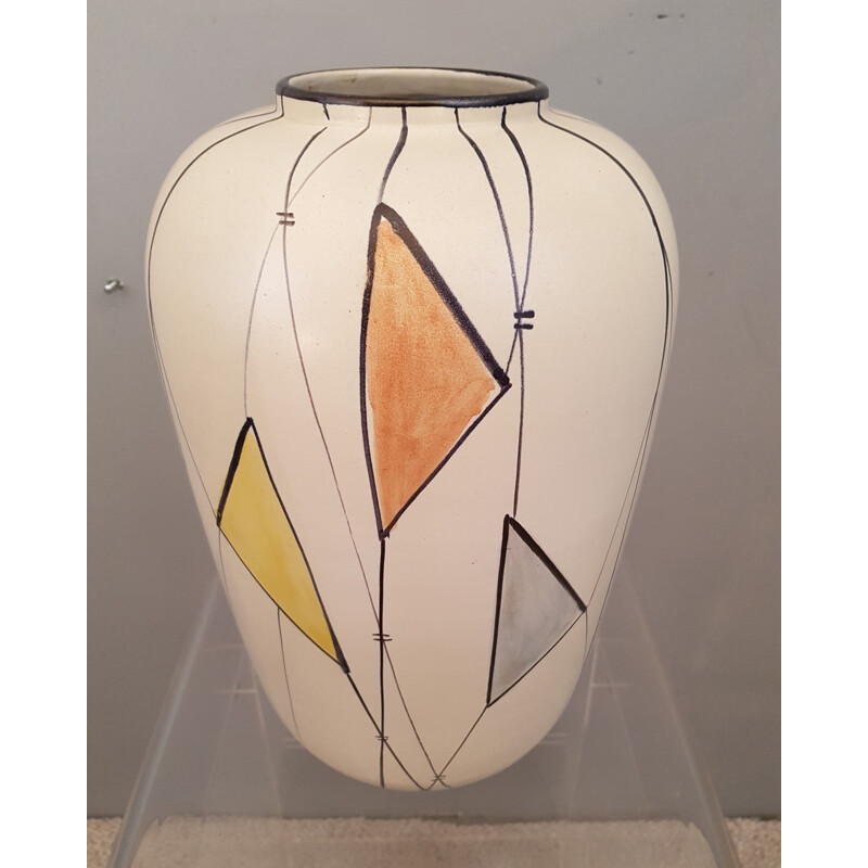 Vintage vase in ceramic with geometric patterns in the 1960s