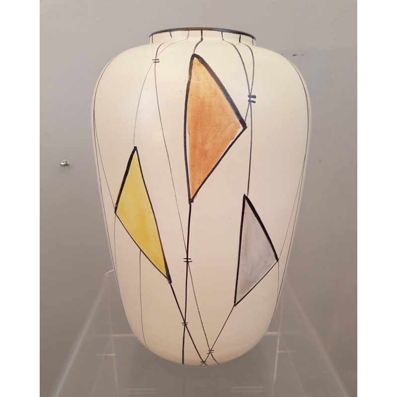 Vintage vase in ceramic with geometric patterns in the 1960s