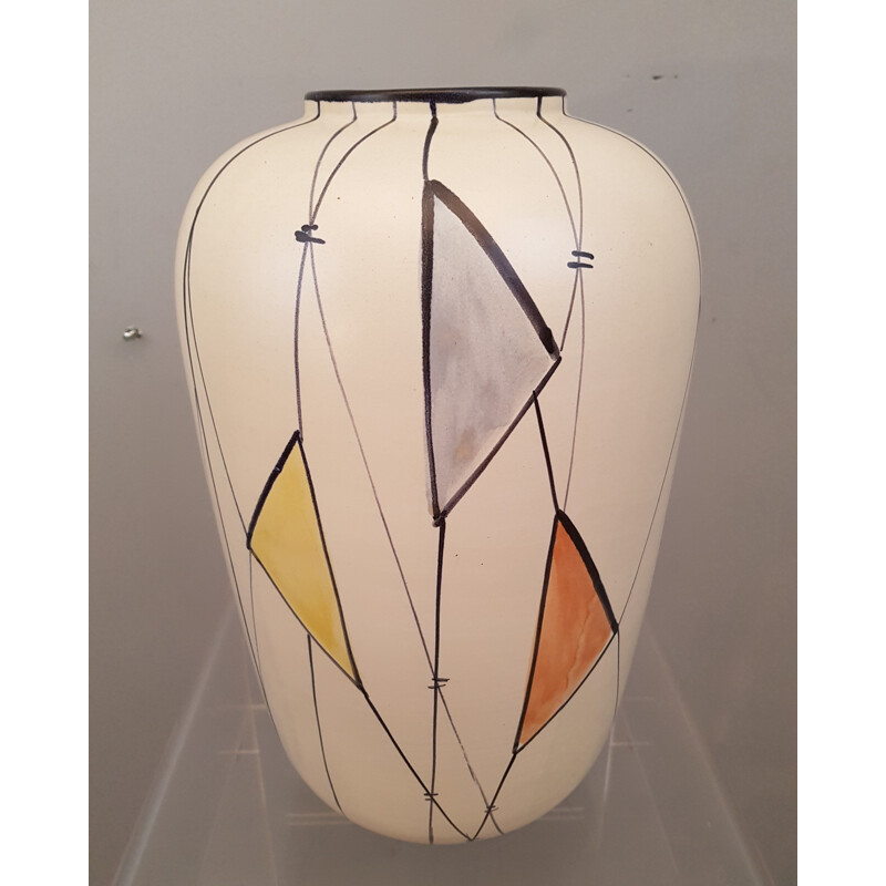 Vintage vase in ceramic with geometric patterns in the 1960s