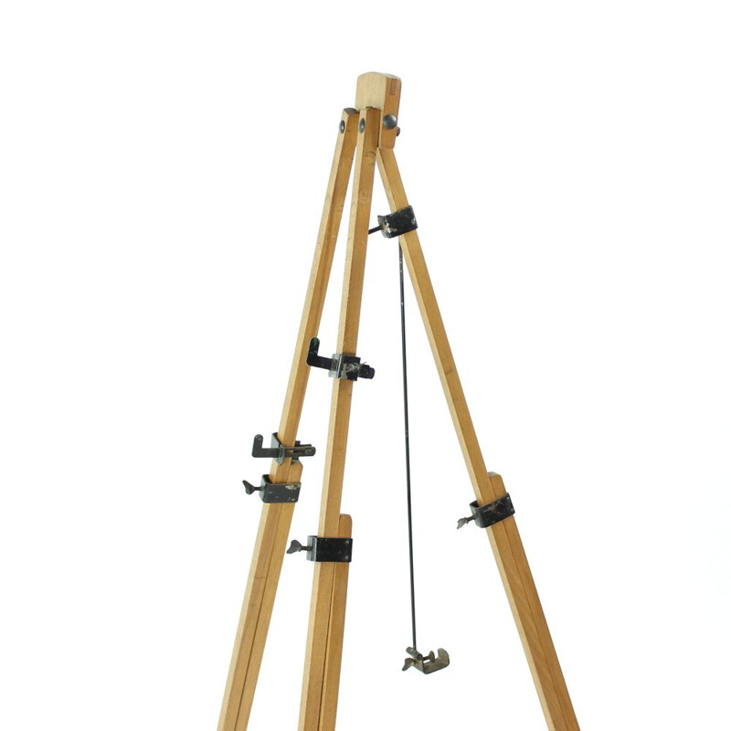 Vintage oak tripod easel, Czechoslovakia 1930