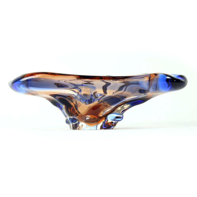 Vintage glass bowl by Frantisek Zemek for Mstisov, 1960