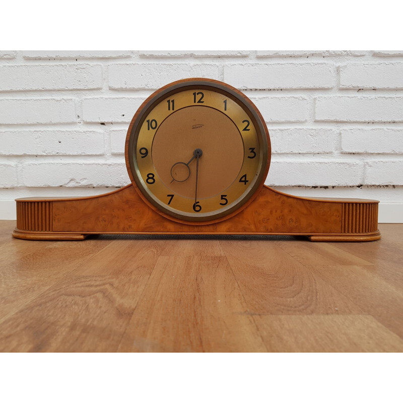 Vintage teak and brass clock 1960s