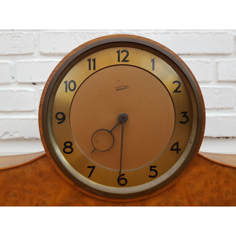 Vintage teak and brass clock 1960s