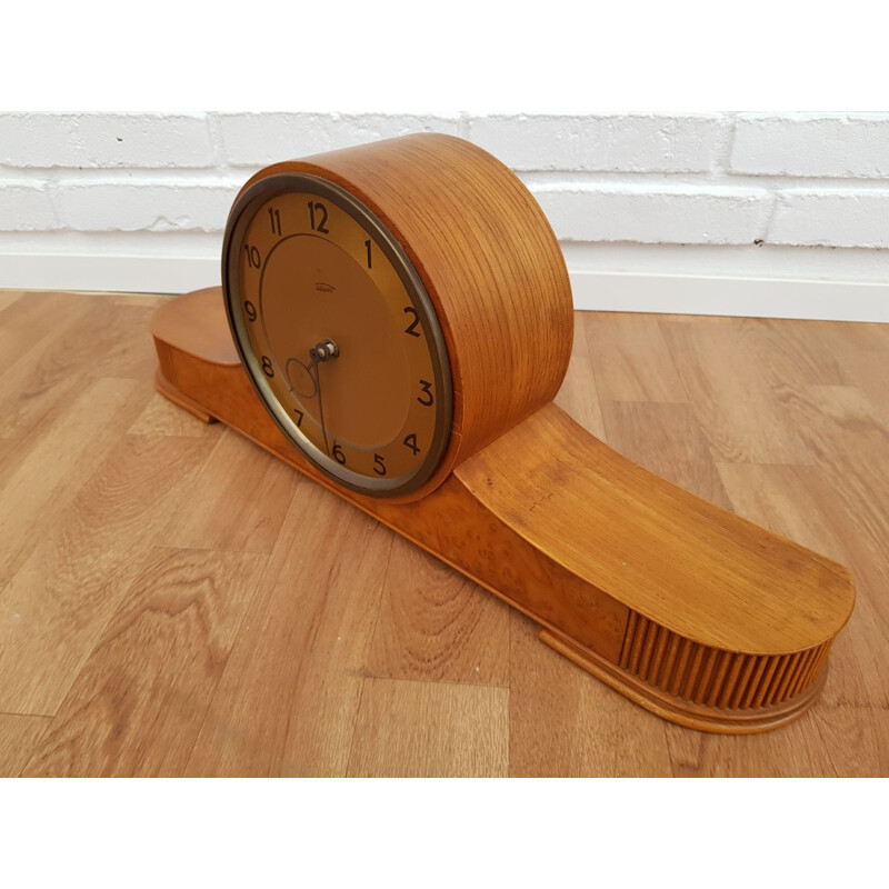 Vintage teak and brass clock 1960s