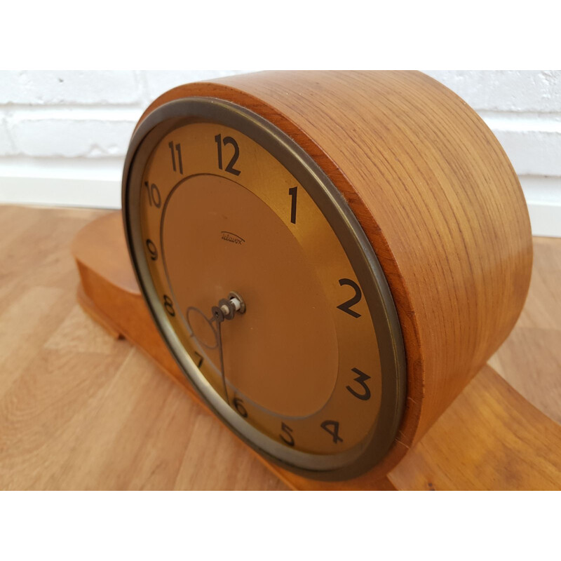 Vintage teak and brass clock 1960s