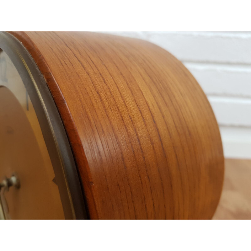 Vintage teak and brass clock 1960s