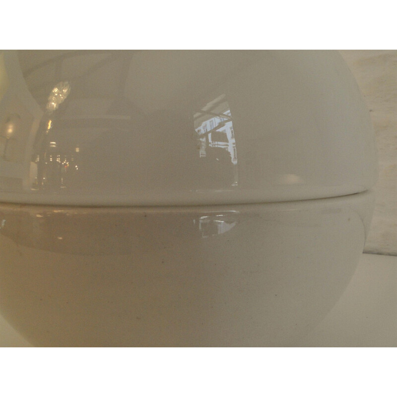Lampe globe vintage en céramique et opaline 1970s